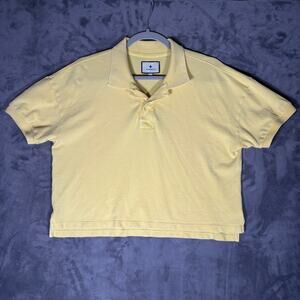 Tuckernuck Yellow Pique Cropped Polo Top Small Short Sleeve